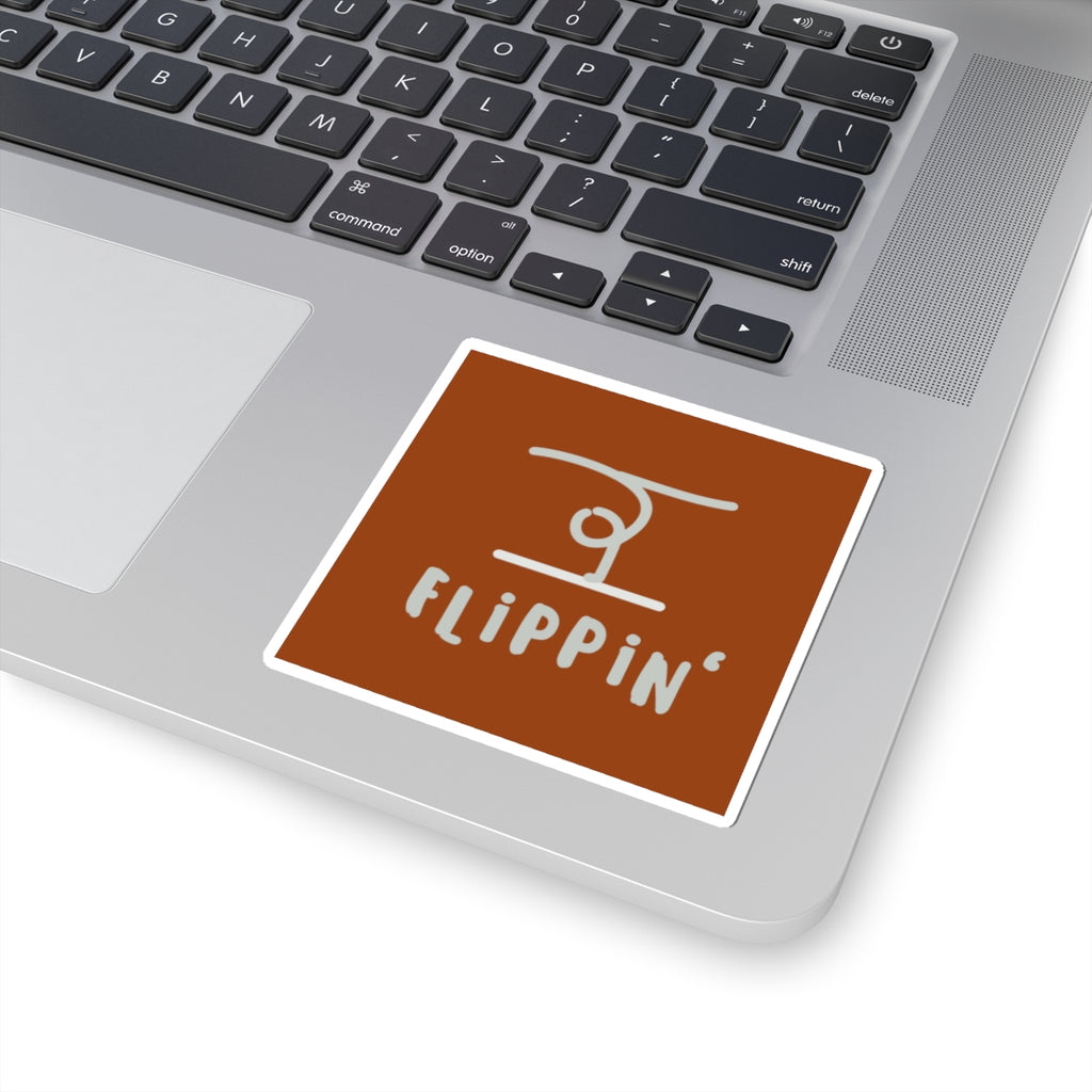 Flippin' Skateboarding Sticker — Retro Brown Kiss-Cut Decal
