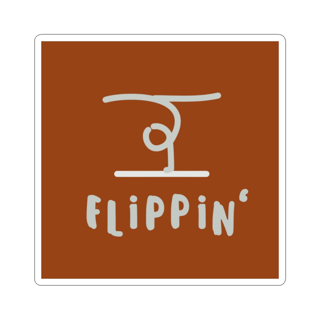 Flippin' Skateboarding Sticker — Retro Brown Kiss-Cut Decal