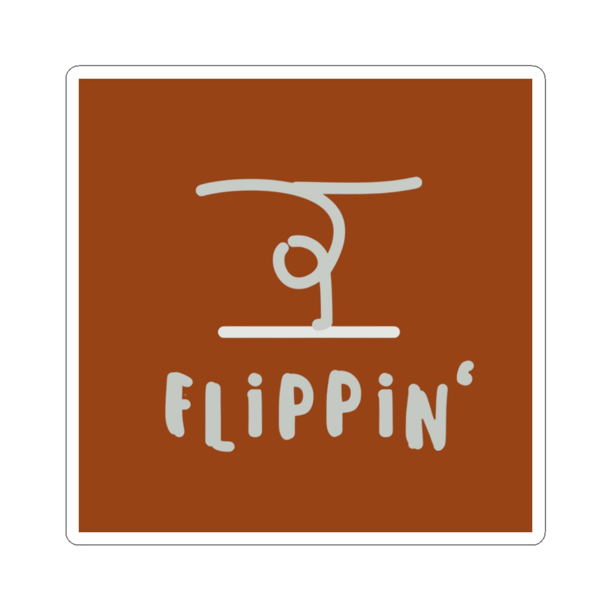 Flippin' Skateboarding Sticker — Retro Brown Kiss-Cut Decal